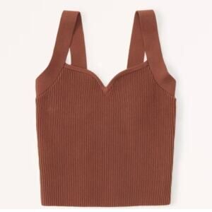 Abercrombie & Fitch Ottoman Sweetheart Ribbed Tank Top Medium Brown Preppy